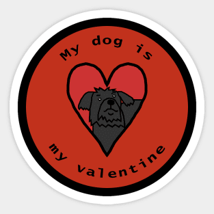 My Dog is My Valentine Round Puli Yorkie Cross Sticker